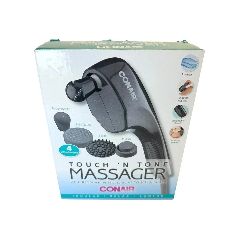 Conair Touch N Tone Handheld Massager HM8 Gray Corded Electric with Attachments